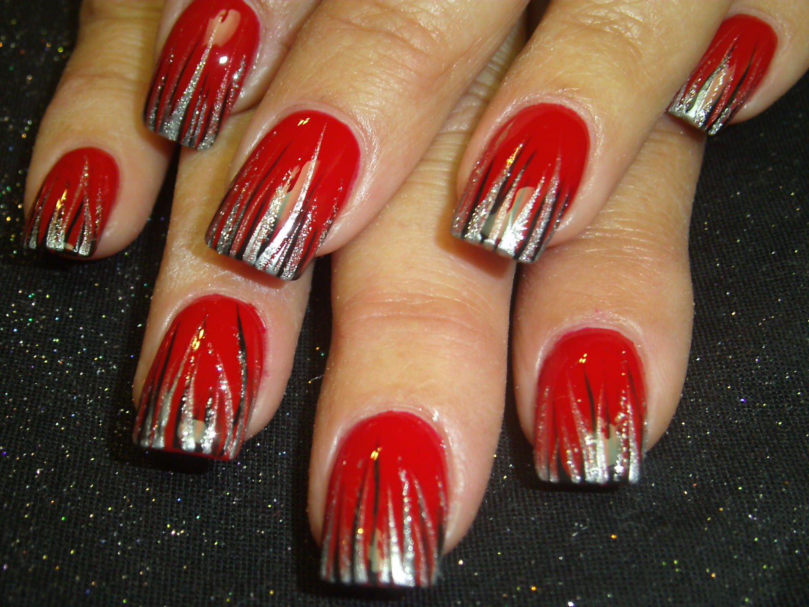 5. Red and Silver Striped Nails - wide 5