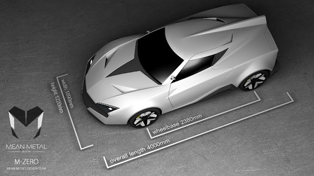 Marcelo Aguiar Mean Metal Motors M-Zero render aerial view dimensions