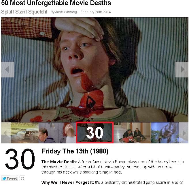 Kevin Bacon Ranked In 50 Most Unforgettable Movie Deaths