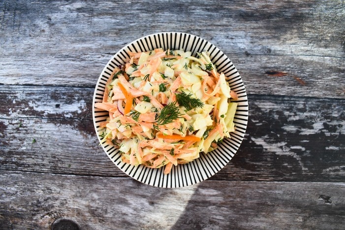 Making carrot & dill coleslaw - step 4 Making carrot & dill coleslaw - step 4 - mixed coleslaw