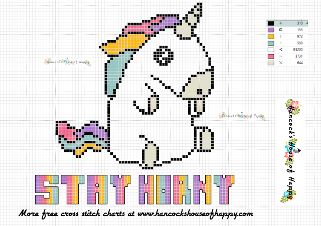 stay horny kawaii unicorn cross stitch chart free download