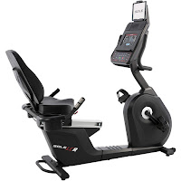 Sole LCR Light Commercial Recumbent Bike, with 30 lb flywheel, 40 EMS resistance levels, 10 preset programs, 10.1" TFT LCD screen, adjustable padded seat, ergonomic pedals with 2 degree inward cant
