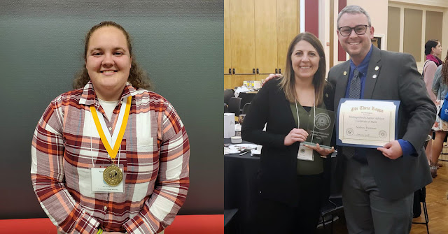 men and women holding awards