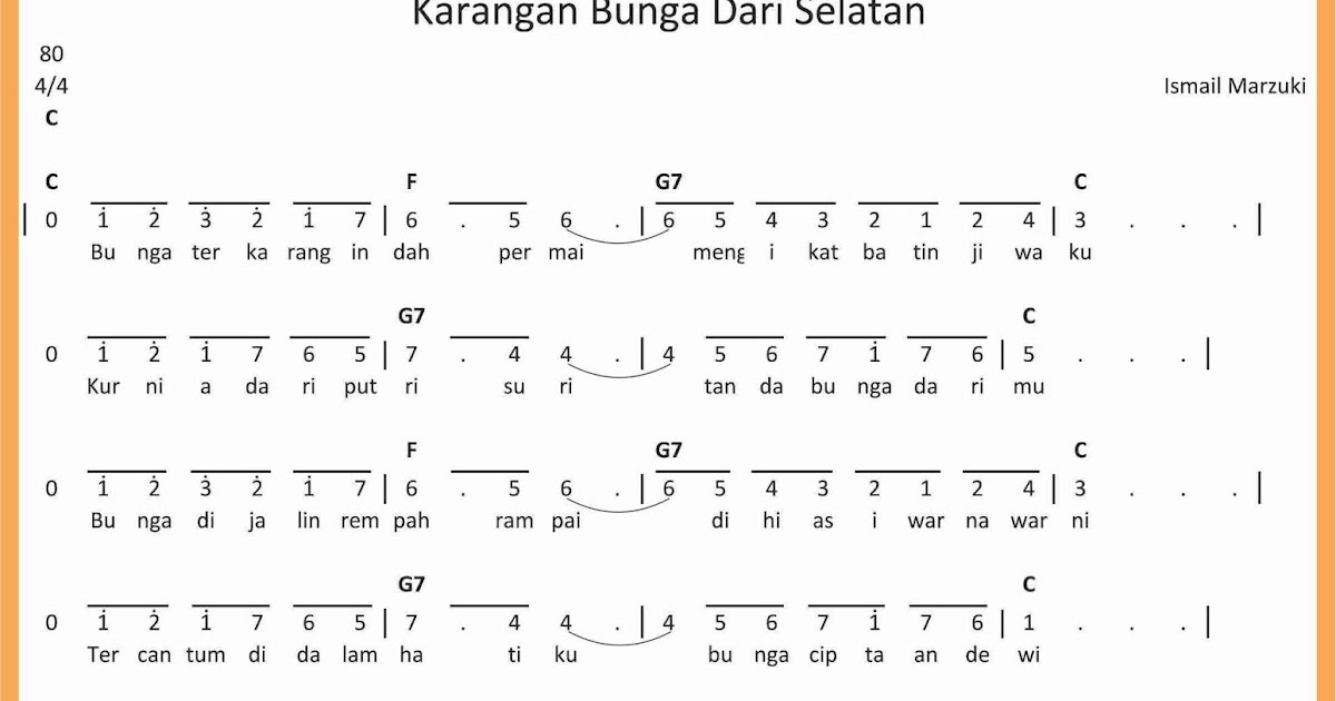 Not Angka Karangan Bunga Dari Selatan SEPUTAR MUSIK Not Angka Karangan Bunga Dari Selatan SEPUTAR MUSIK