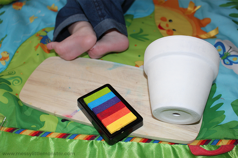 Footprint Butterfly Clay Pot Craft Messy Little Monster