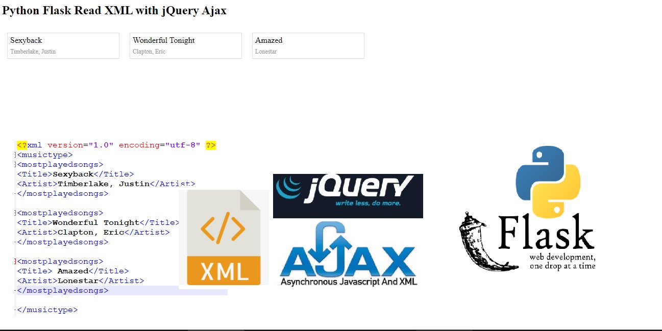 Python Flask Read XML with jQuery Ajax Tutorial101