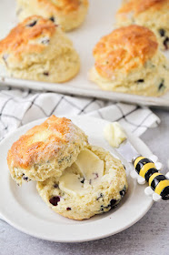 These huckleberry scones are so light and tender, with the perfect texture! They're amazingly delicious!