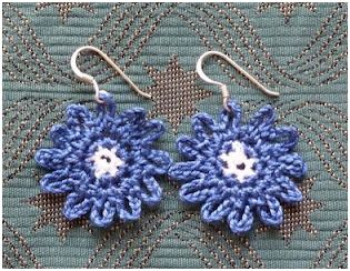 Crocheted Blue Flower Ring Decorated With Seed & Tube Glass Beads in Silver  Colour/celebration Gift/crochet Jewelry/crochet Ring 