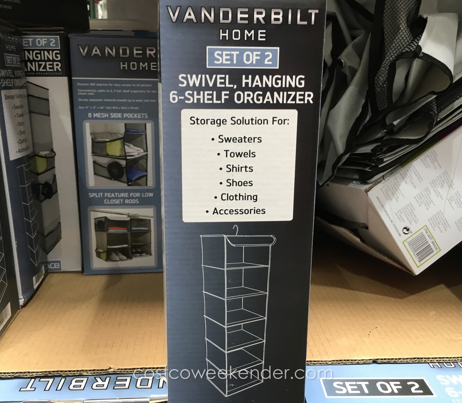 Vanderbilt Home Swivel, Hanging 6Shelf Closet Organizer (set of 2