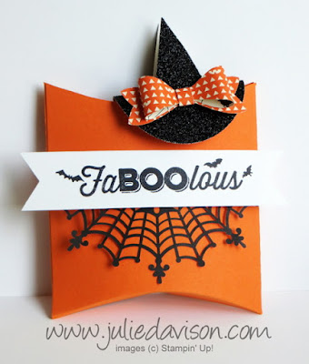 VIDEO: Halloween Pillow Box Treat + Witch's Hat Clip Tutorial #halloween #stampinup www.juliedavison.com