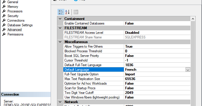 Getting the SQL Server default language display name or alias from ...