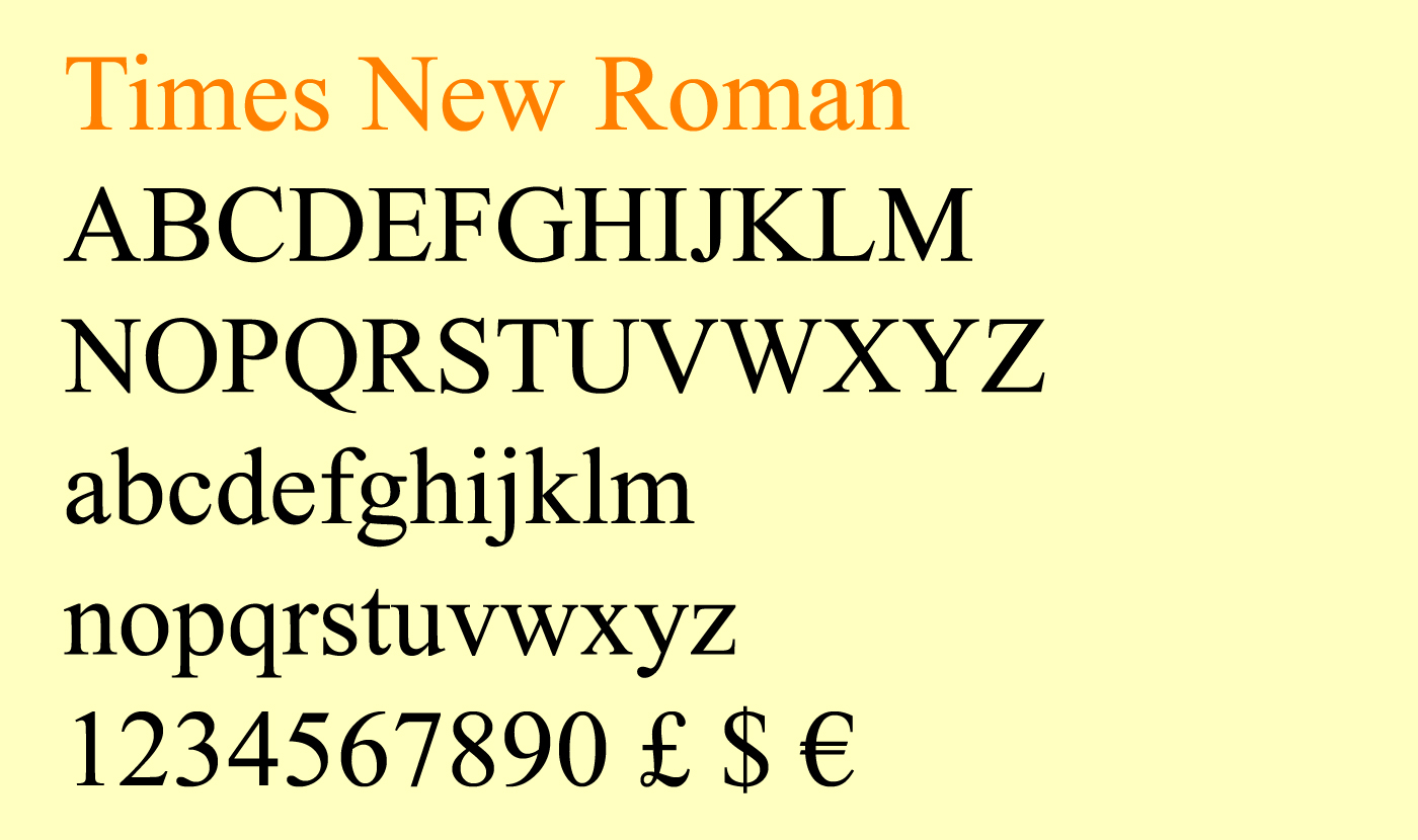 Установить шрифт times new roman