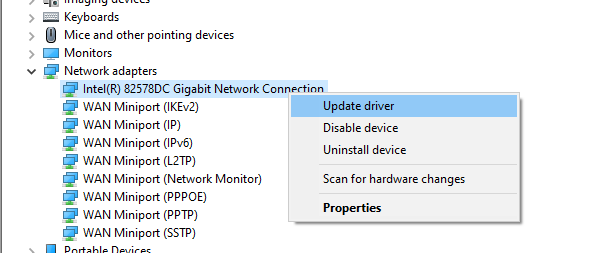 Windows 10에서 네트워크 드라이버 업데이트