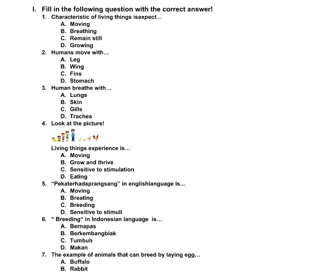 Soal PTS Bahasa Inggris Kelas 3 Semester 1 Kurikulum 2013