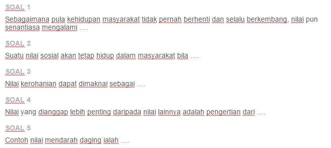 Contoh Soal Jenis-Jenis Nilai Sosial