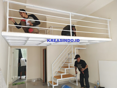 Penampakan Mezzanine Besi pemasangan di Rumah Bu Erisha Bojong Gede Bogor