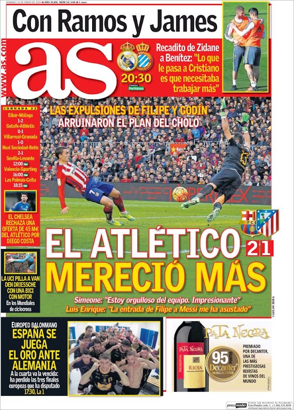 FC Barcelona-Atlético, AS: "El Atlético mereció más"