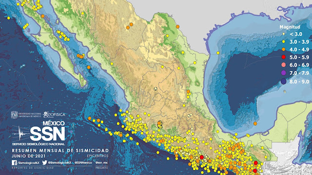 Durante junio, más de 2 mil sismos tuvieron epicentro en México