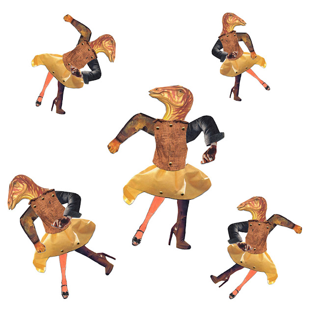 Dancing dino collage