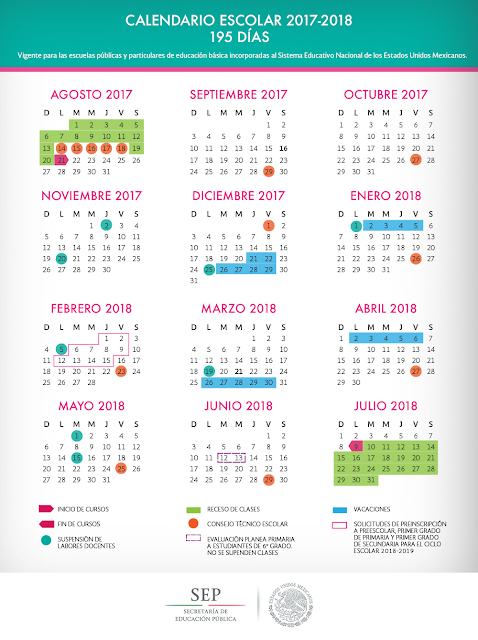 Calendario Escolar 2017-2018 de 195 días