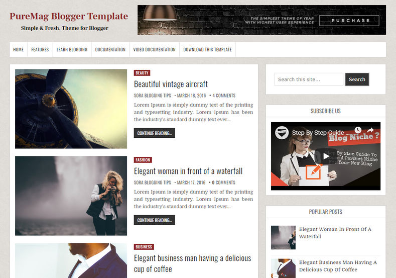 puremag Blogger Template