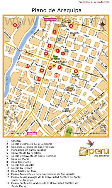 Mapa do centro de Arequipa