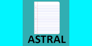 Imagen cabecera. Muestra la hoja de una libreta y debajo un texto que dice "Astral".