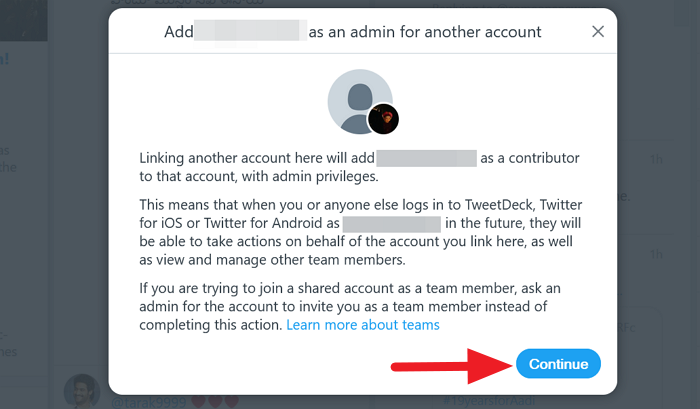 Предупреждение TweetDeck о нескольких учетных записях