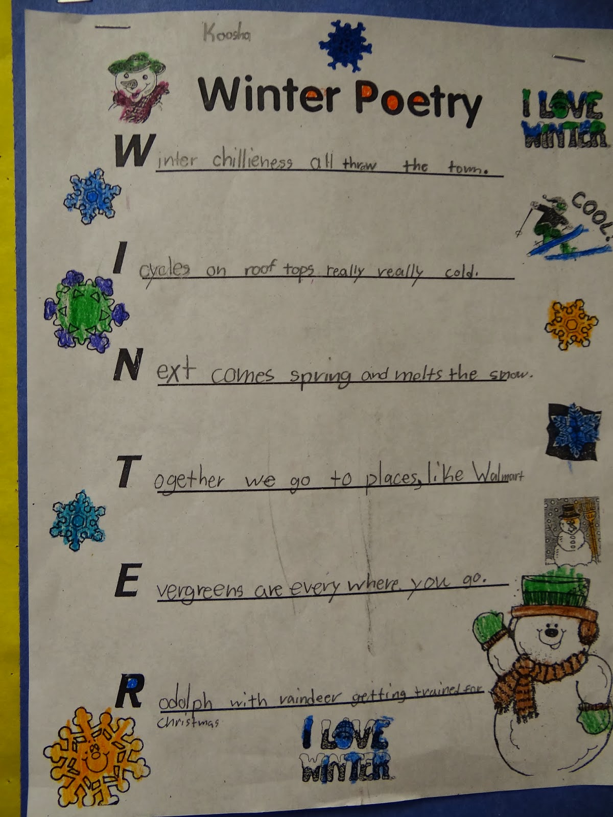 Winter Acrostic Poems – Patties Classroom