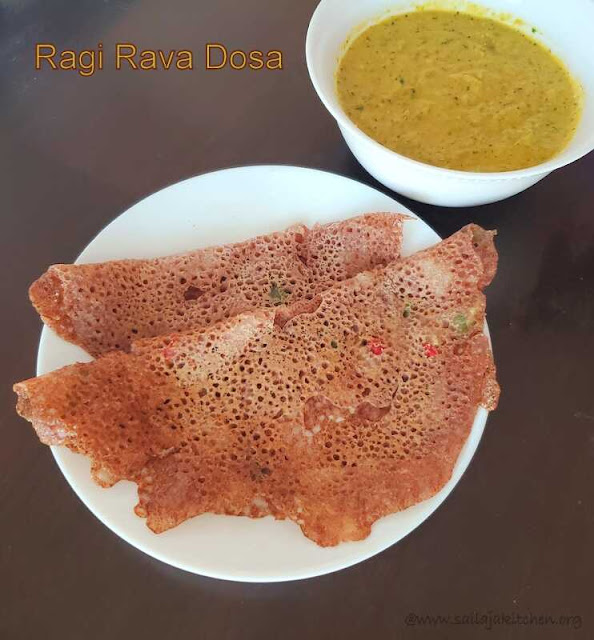 images of Ragi Rava Dosa Recipe / Finger Millet Sooji Dosa Recipe / Instant Ragi Rava Dosa / Ragi Rava Roast - Dosa recipes