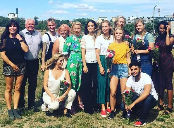 Princess Sofia of Sweden visited LMLGA (Let´s Make Love Great Again) Festival held in Gärdet, Stockholm. is wearing white lace top