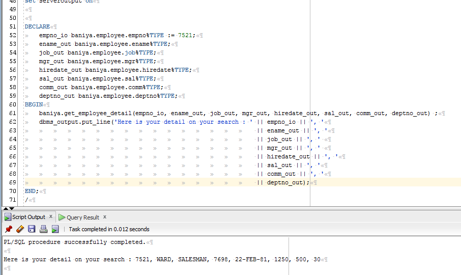 Simple Grid Report Example using Basic Oracle Stored Procedure in
