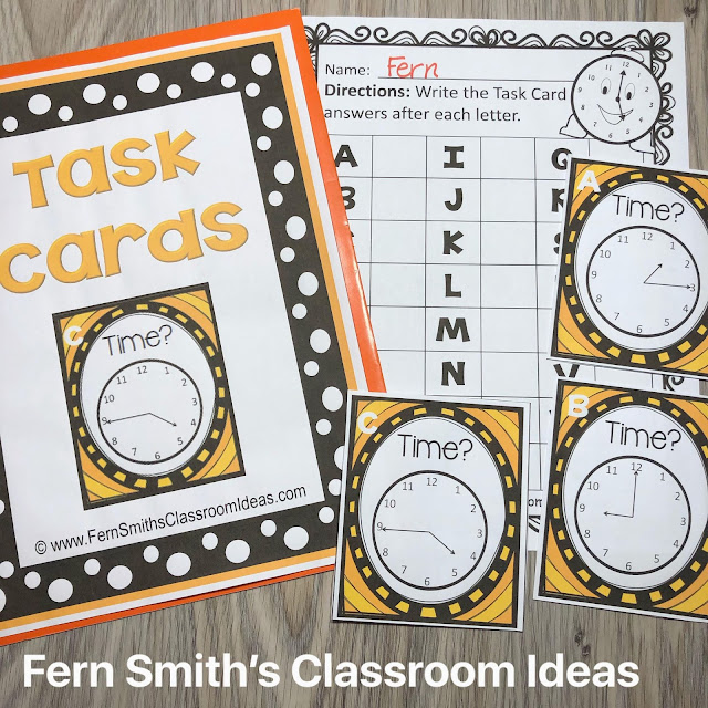 Click Here for the Time Task Cards - Teaching Time To the Quarter Hour Task Card Resource #FernSmithsClassroomIdeas