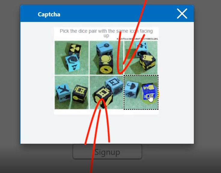 Pick the dice pair with the same icon facing up