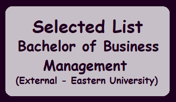 Selected List - Bachelor of Business Management (External - Eastern University)