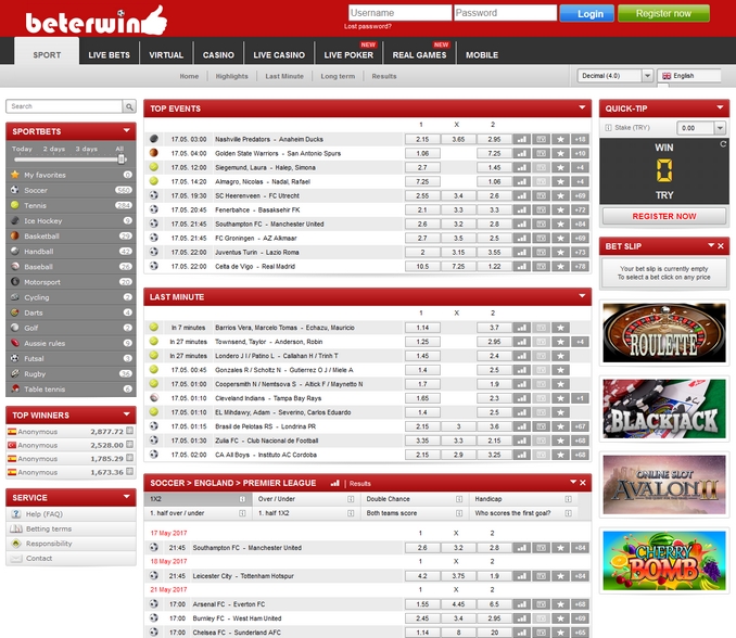 Beterwin Bookmaker Beterwin Screen