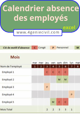 Tableau planificateur absence et congé employés avec excel