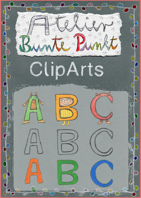 ClipArts - Buchstaben, Alphabet, ABC + Malvorlagen für die private + kommerzielle Nutzung
