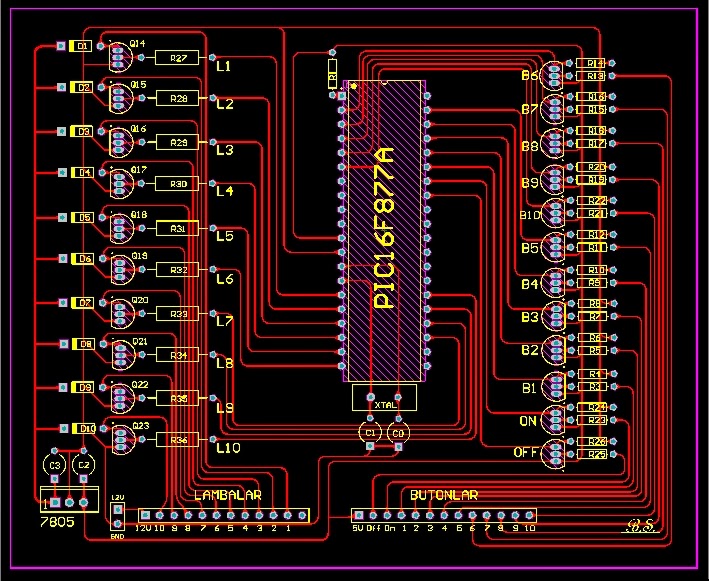 12 Volts Lamp Control Card Design using PIC16F877A ( PCB Design