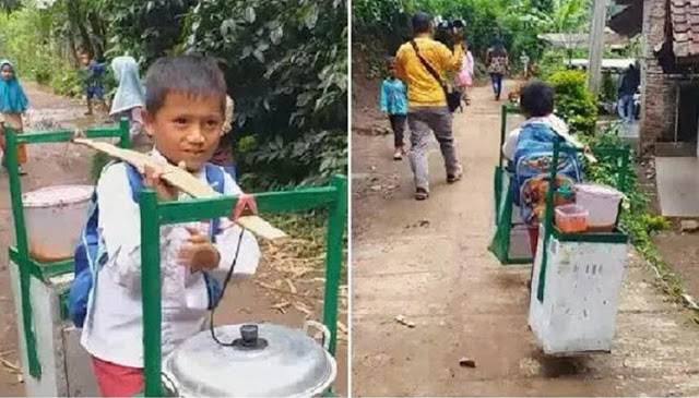 Ditinggalin Orang Tua Pergi Merantau, Bocah Kelas 2 SD Ini Rela Jualan Bakso Demi Bertahan Hidup