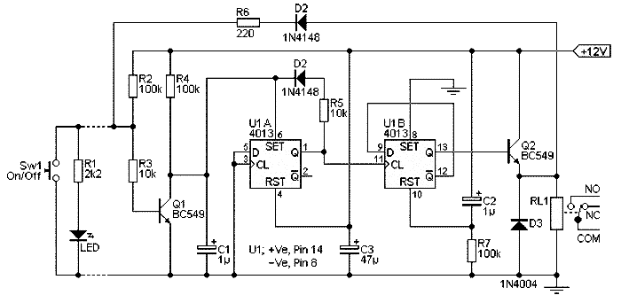 Tool Electric: Вкл/Выкл одной кнопкой на CD4013 (К561ТМ2)