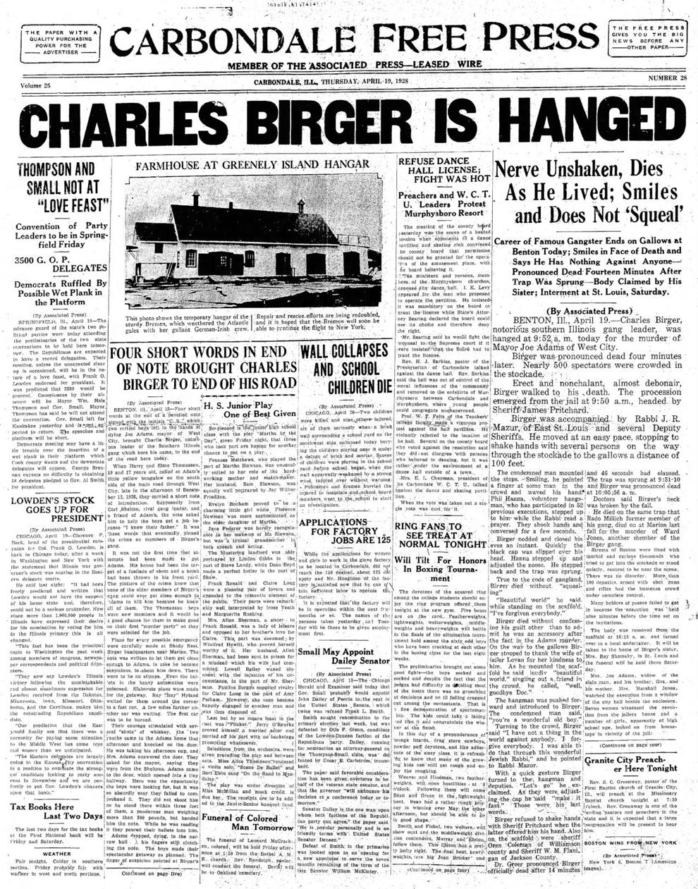 April 19, 1928 Charlie Birger Was the Last Man to Be Executed by