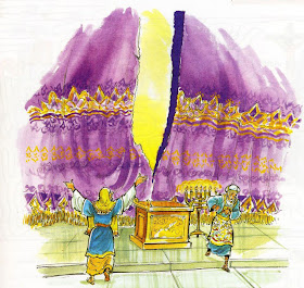 Imagen de la cortina del templo se razgo Imagen de la cortina del templo se razgo