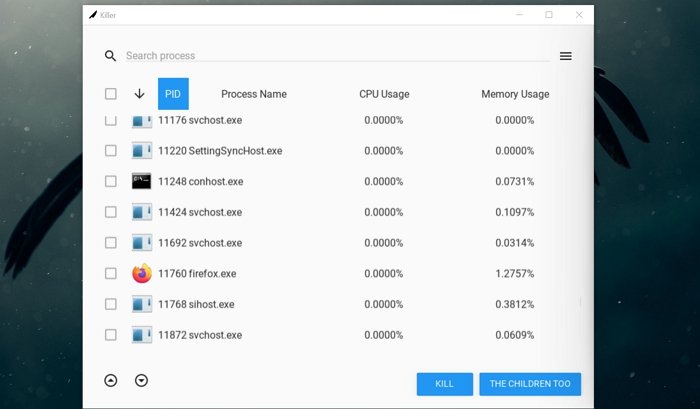 작업 관리자의 여러 프로세스 종료