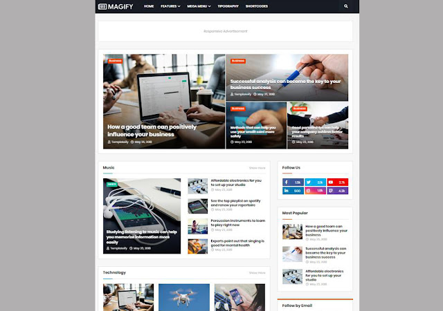 Magify Blogger Template Free Responsive Theme For Website magify blogger template, magify blogger theme, blogger template, blogger theme, responsive template, seo friendly website templates.