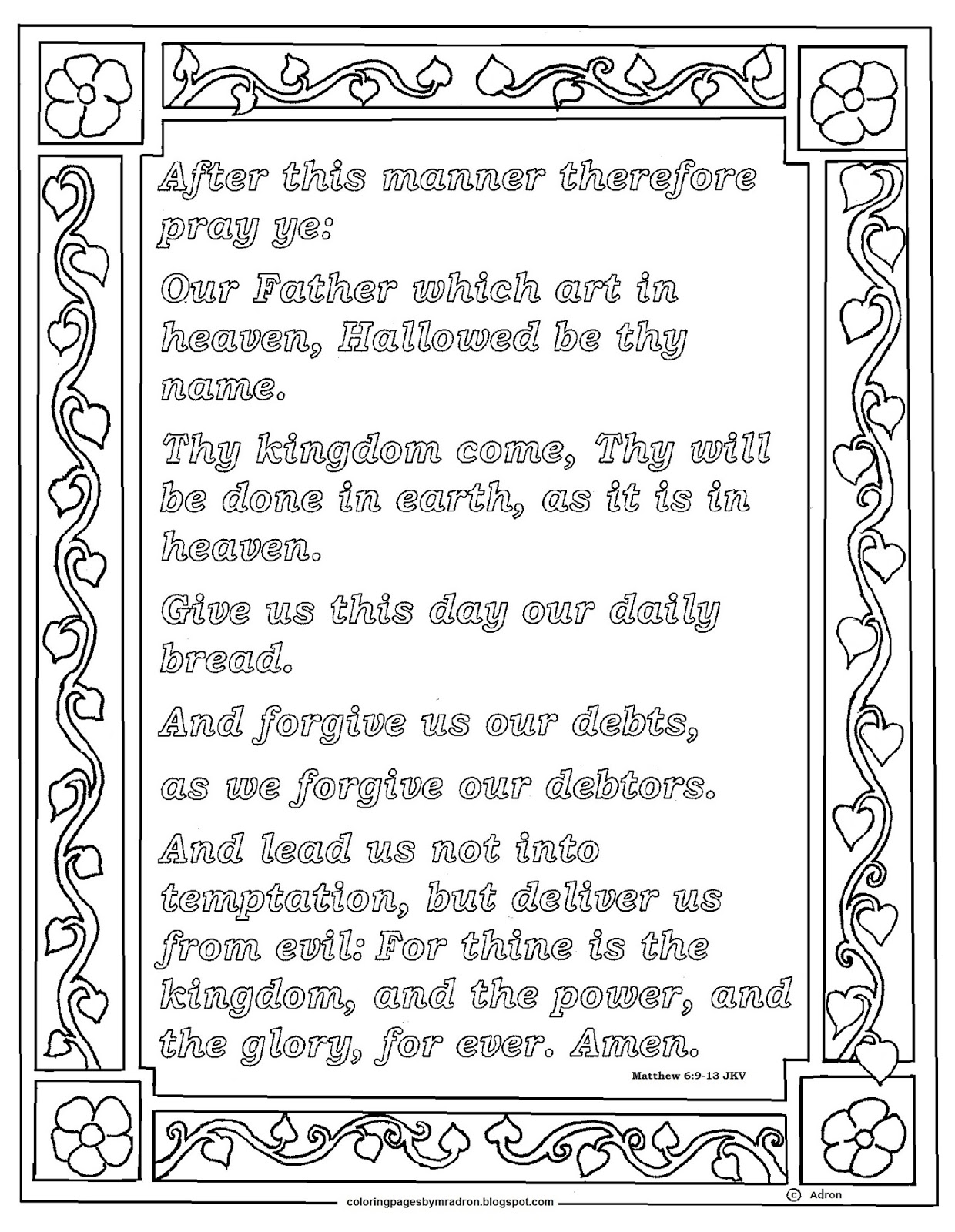 Coloring Pages For Kids By Mr Adron Matthew 6 9 13 The