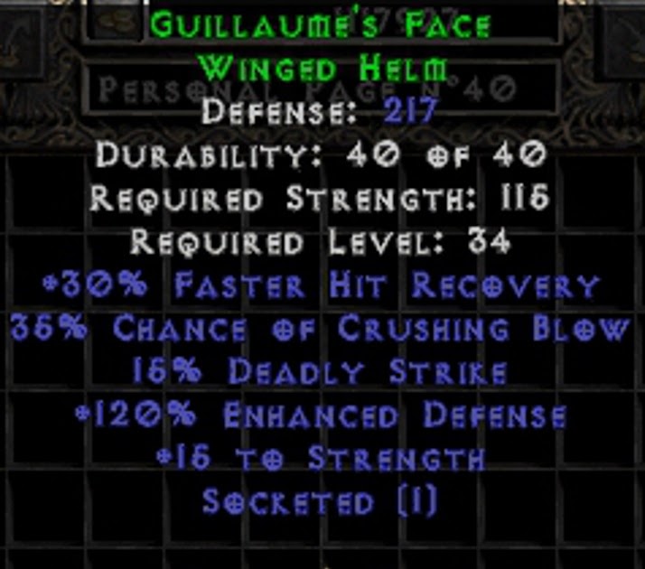 Best cRPGs PERFECT GUILLAUME'S FACE, Diablo 2 Resurrected