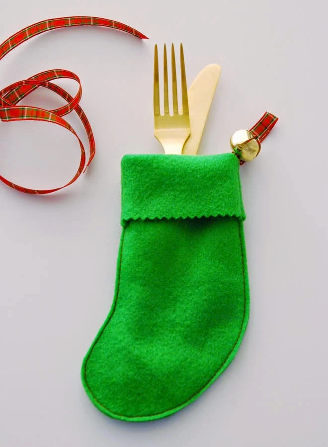 felt mini stocking cutlery holder