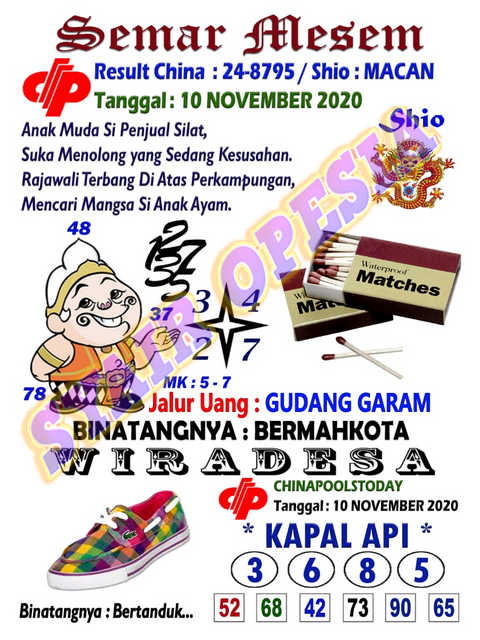 Syair Mbah Semar Sdy 10 November 2020