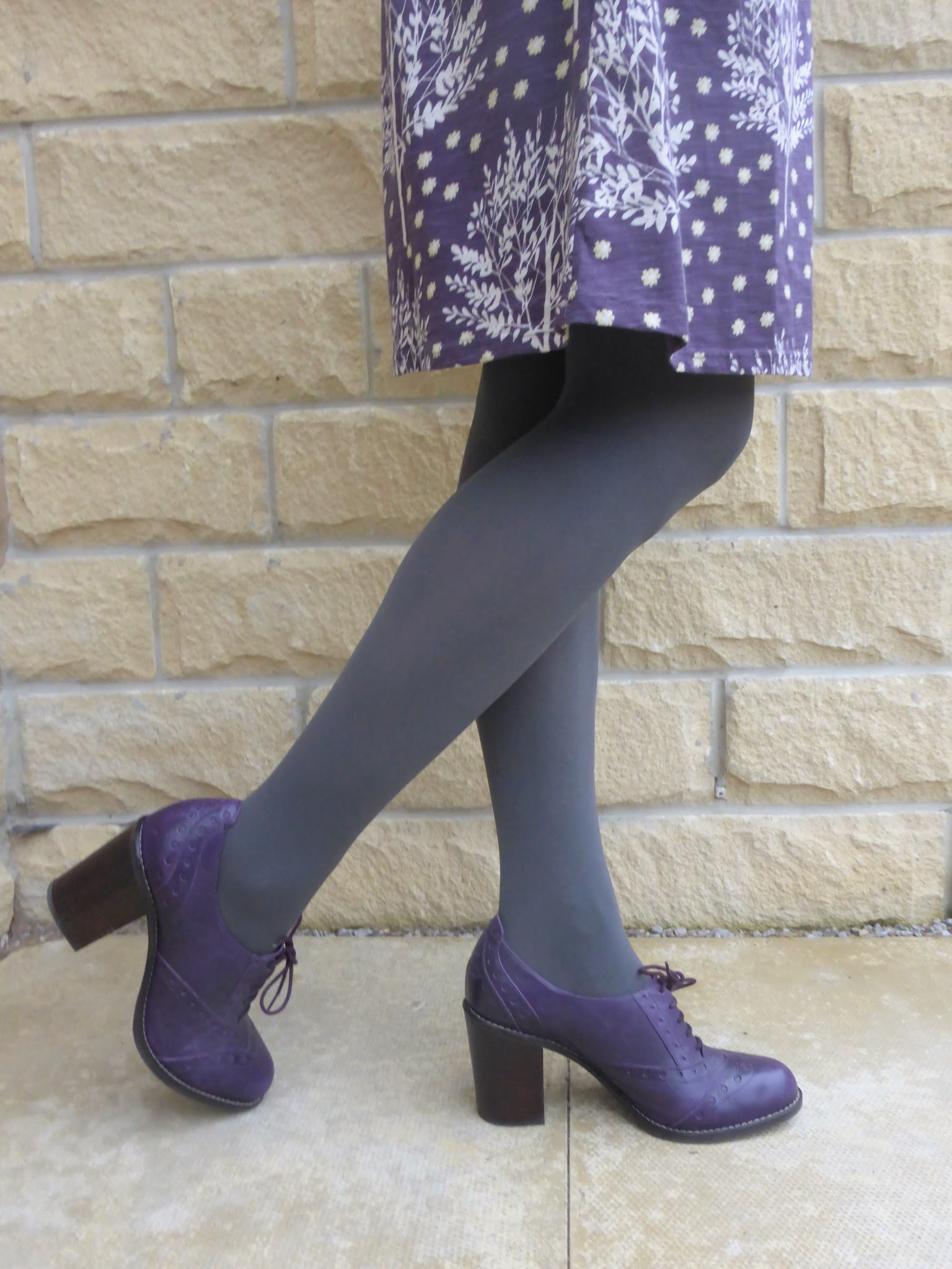 Outfit: Braintree Floral Dress and Purple Brogues. - What Lizzy Loves